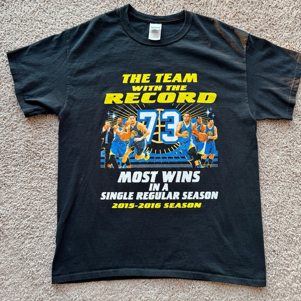 Golden State Warriors T-Shirt Mens Large Front Back 2015-16 Record 73 Wins